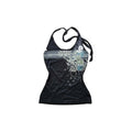 Black Halter Top with Asymmetric Floral & Graphic Print Elevate your style with our Black Halter Top with Asymmetric Floral & Graphic Print, featuring a chic asymmetric floral and urban graphic print. Stand out today