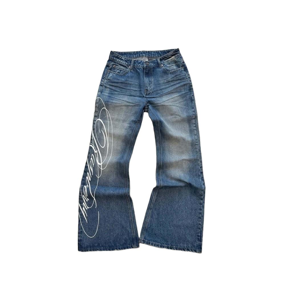Graffiti Script Baggy Jeans – Street Retro Denim-Mkcyberr