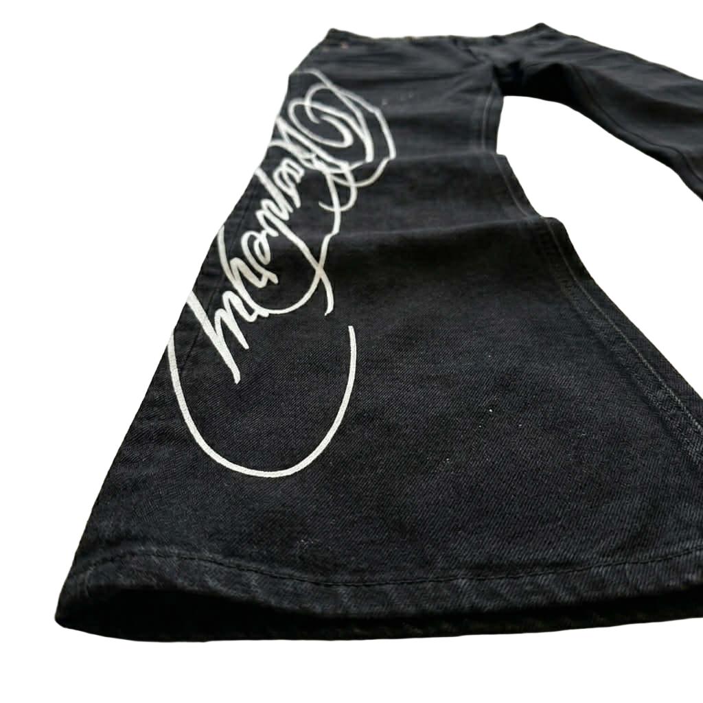 Graffiti Script Baggy Jeans – Street Retro Denim-Mkcyberr