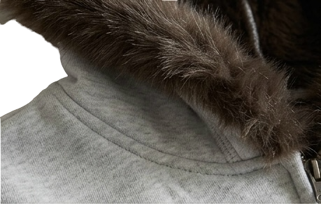 Faux Fur Hooded Zip Hoodie – Grey