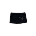 Black Denim Mini Skirt with Rhinestone Skull Detail-Mkcyberr