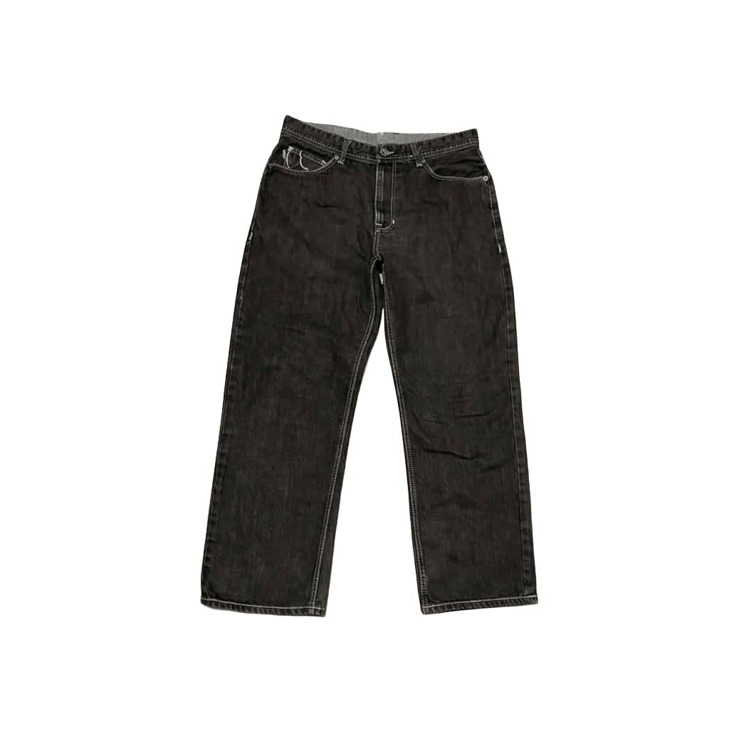 Cyber Y2K "Rhino Graph" Baggy Jeans – Faded Black Denim-Mkcyberr