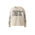 Y2K long sleeve tee with detachable sleeves featuring intricate typography design and relaxed fit.