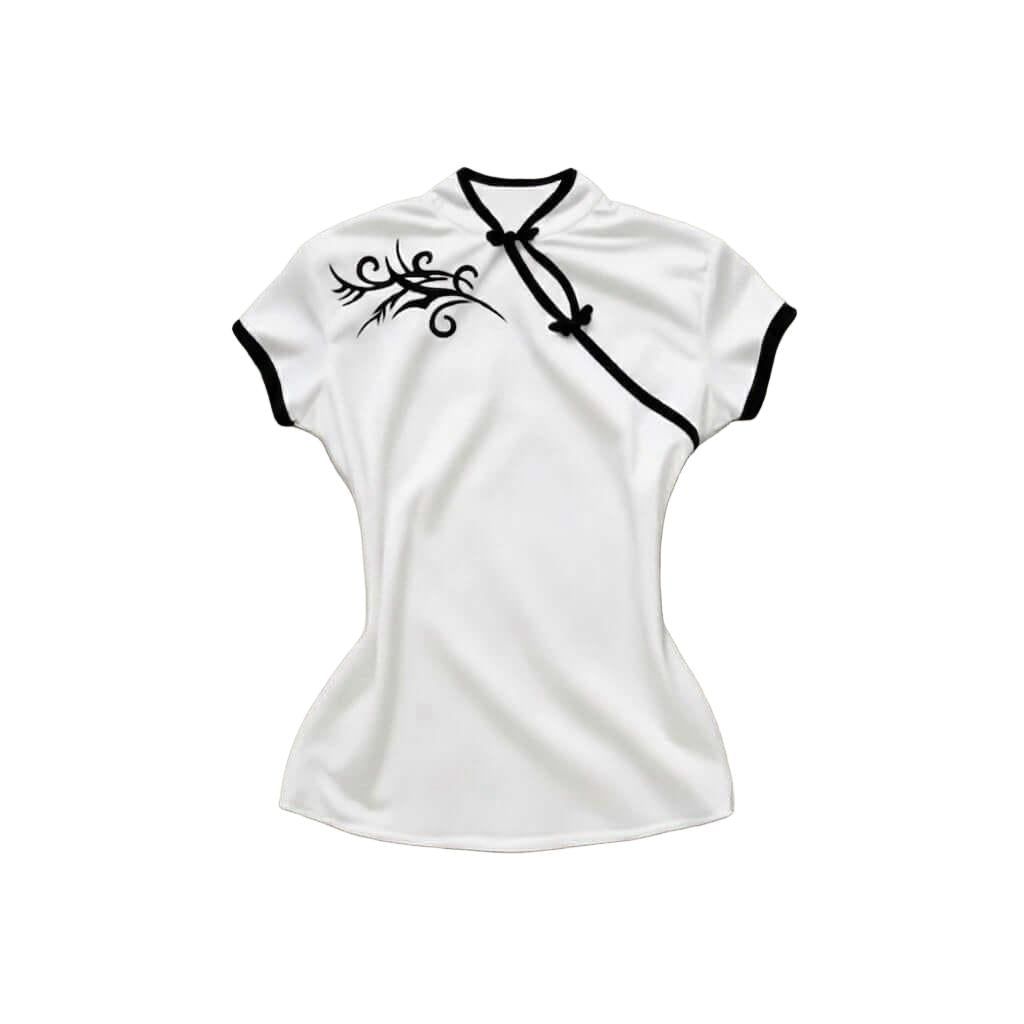Oriental-Style Crop Top | Mkcyberr Elevate your style with our Oriental-Style Crop Top. A perfect blend of modern flair and classic elegance!