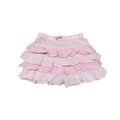 Pink Striped Tiered Cake Mini Skirt with Bow Pink Striped Tiered Cake Mini Skirt with Bow This pink tiered ruffled skirt features a charming Y2K-inspired design with a delicate bow and a tiered cake skirt silhouette for a feminine look. Designed with stru