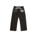 Cyber Y2K "Rhino Graph" Baggy Jeans – Faded Black Denim-Mkcyberr