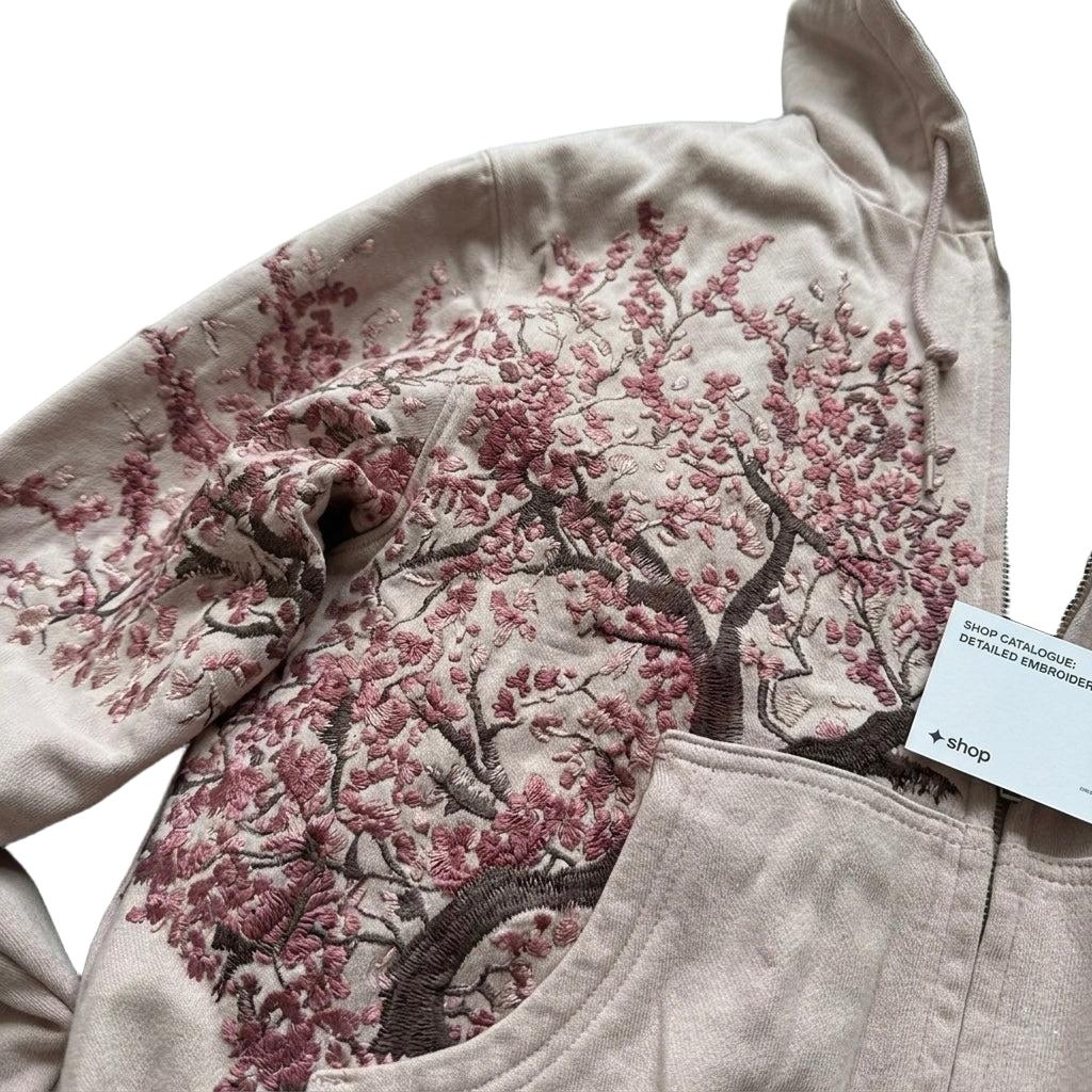 Pink Sakura Cherry Blossom Workwear Jacket – Heavyweight Canvas-Mkcyberr