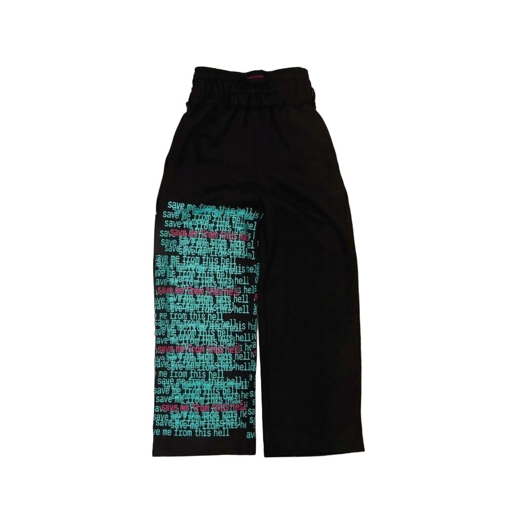 Graphic Sweatpants Black with Leopard Contrast-Mkcyberr