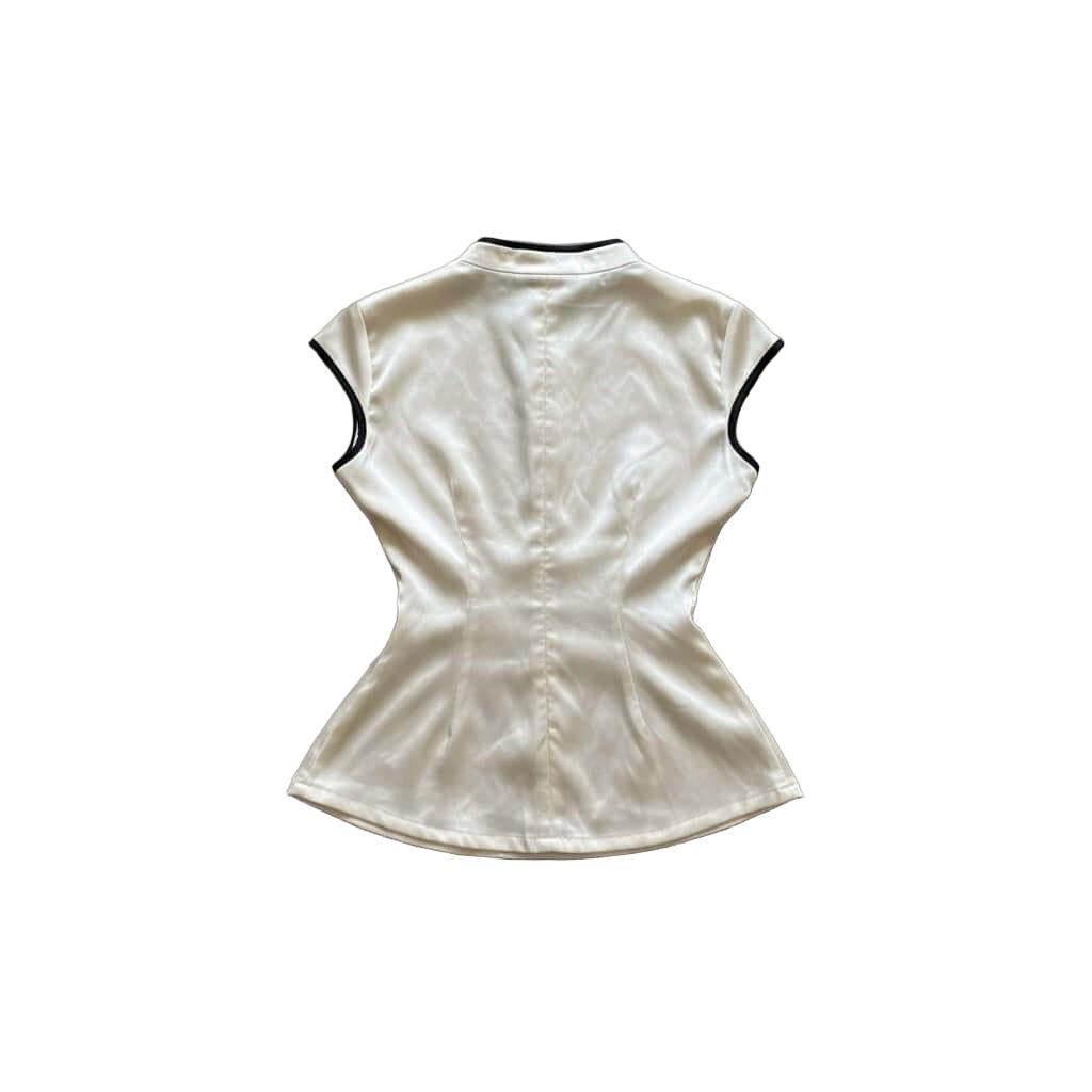 Dragon Print Satin Top Vintage 2000s -Cheongsam Blouse Embrace the nostalgic vibe with our Andhevtag Dragon Print Satin Top. Perfect for Y2K enthusiasts, this stylish cheongsam blouse adds flair to any outfit.