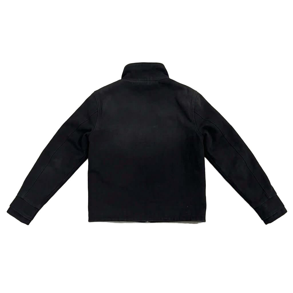 Asymmetric High-Neck Denim Jacket | Washed Charcoal-Mkcyberr