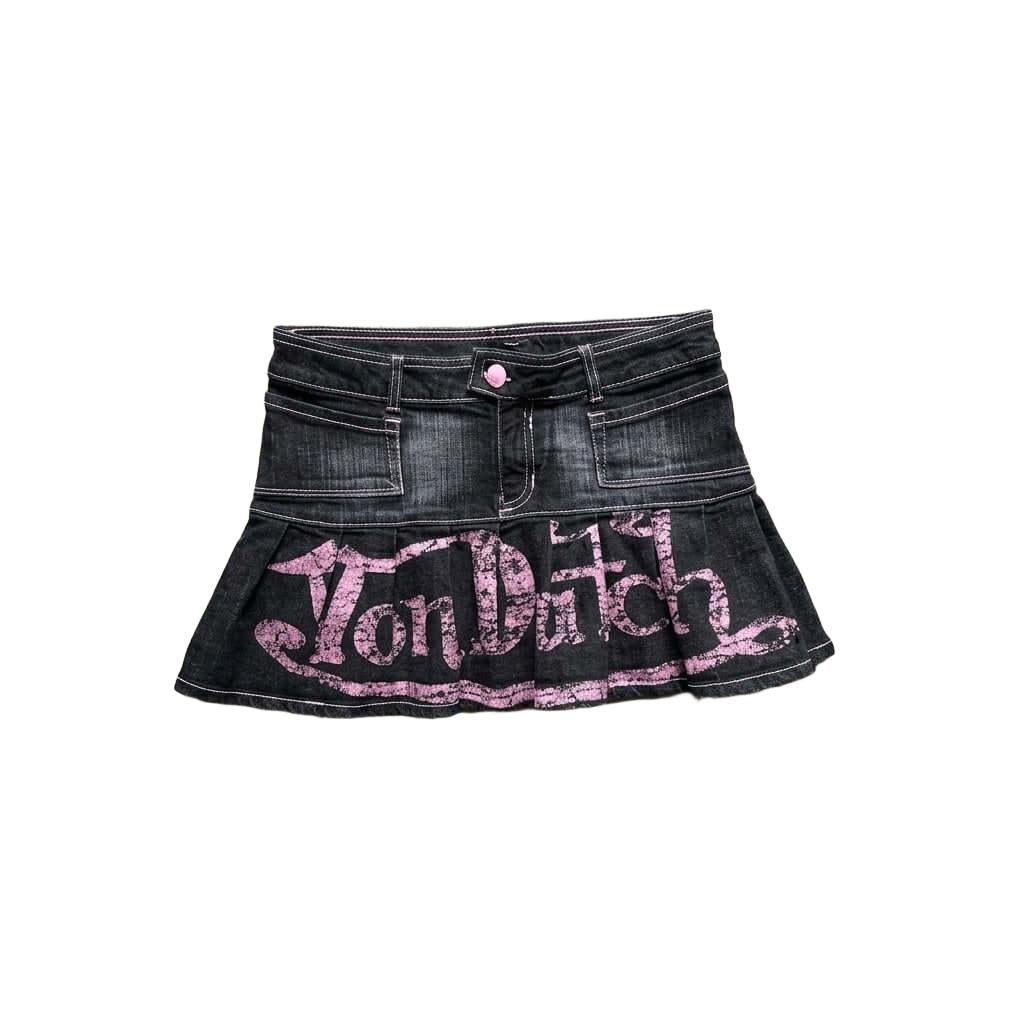 Pleated Denim Skirt - Purple print-Mkcyberr