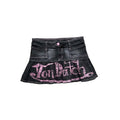 Pleated Denim Skirt - Purple print-Mkcyberr