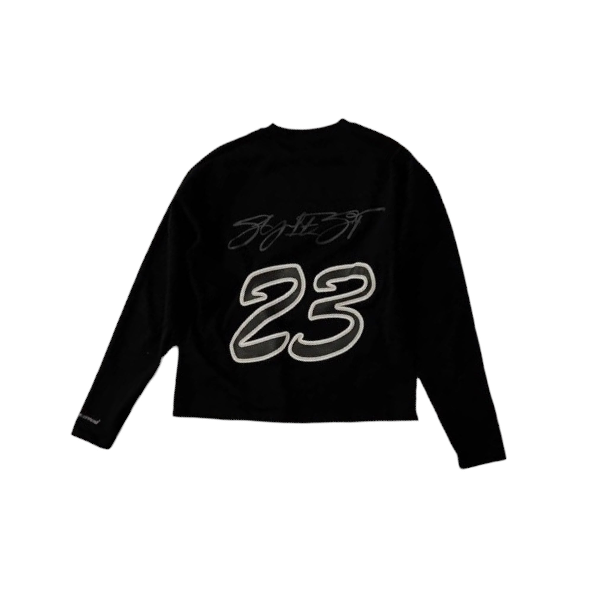 Oversized streetwear long sleeve tee featuring a bold "23" puff print on the back, perfect for a trendy urban look.