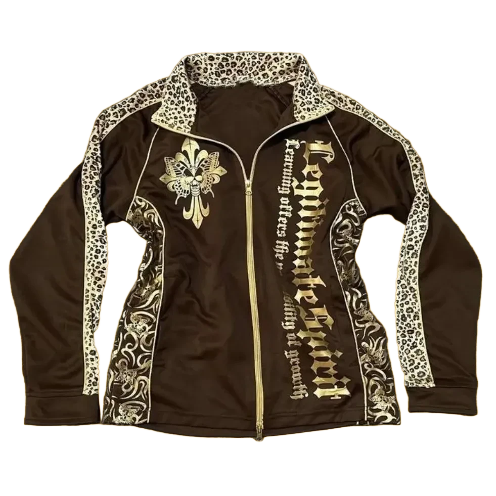 Zip-Up Jacket – Vintage Streetwear Long Sleeve Fitted Top