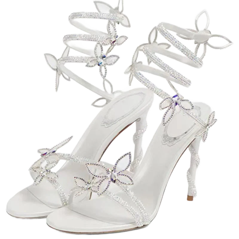 glittery floral heels