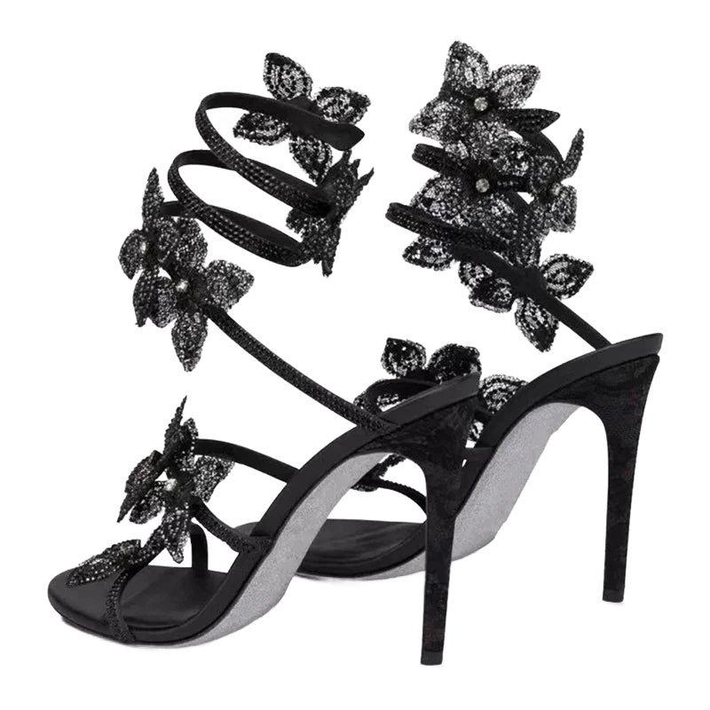 glittery floral heels