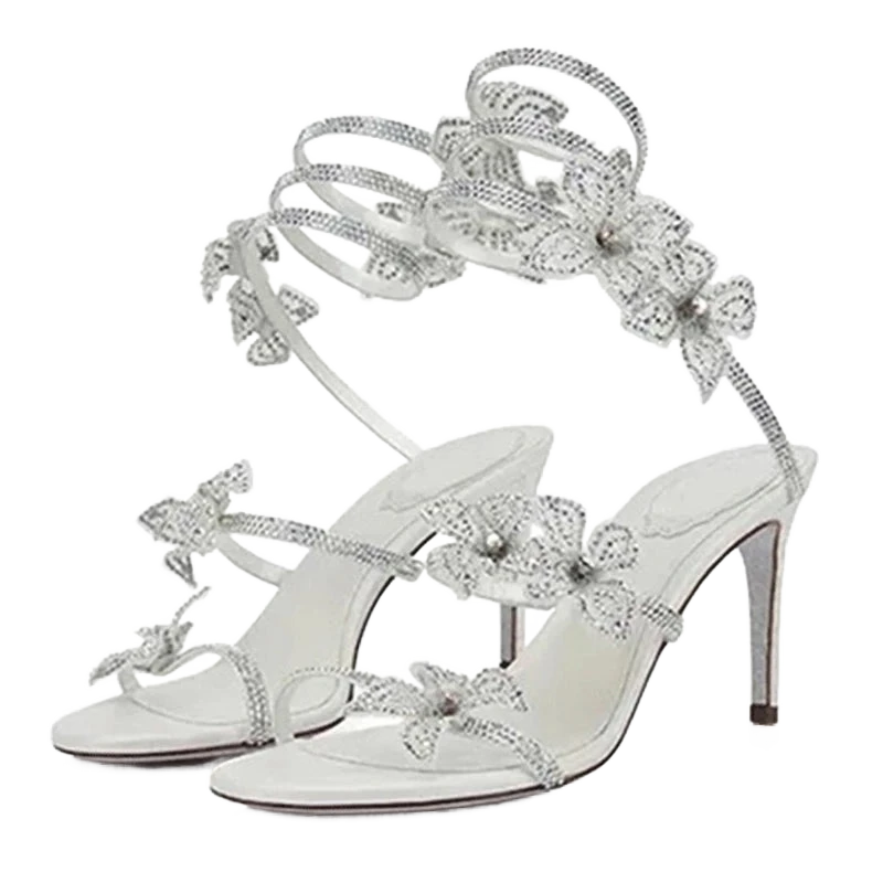 glittery floral heels