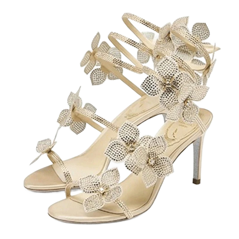 glittery floral heels