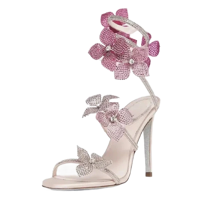 glittery floral heels