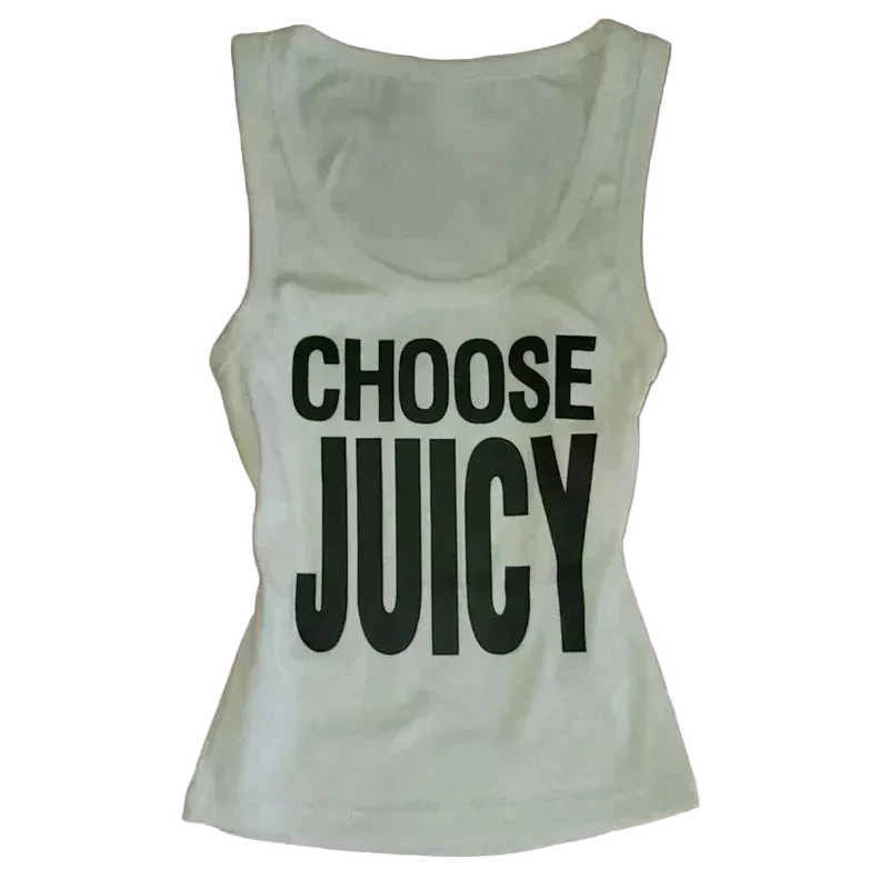 Canotta Donna “Choose Juicy” Bianca – Top Estivo Casual