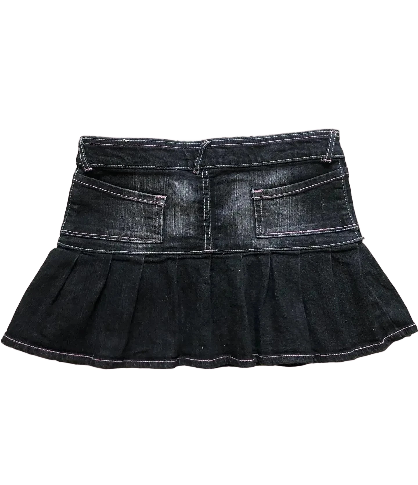 Minigonna denim vita bassa con stampa lettering