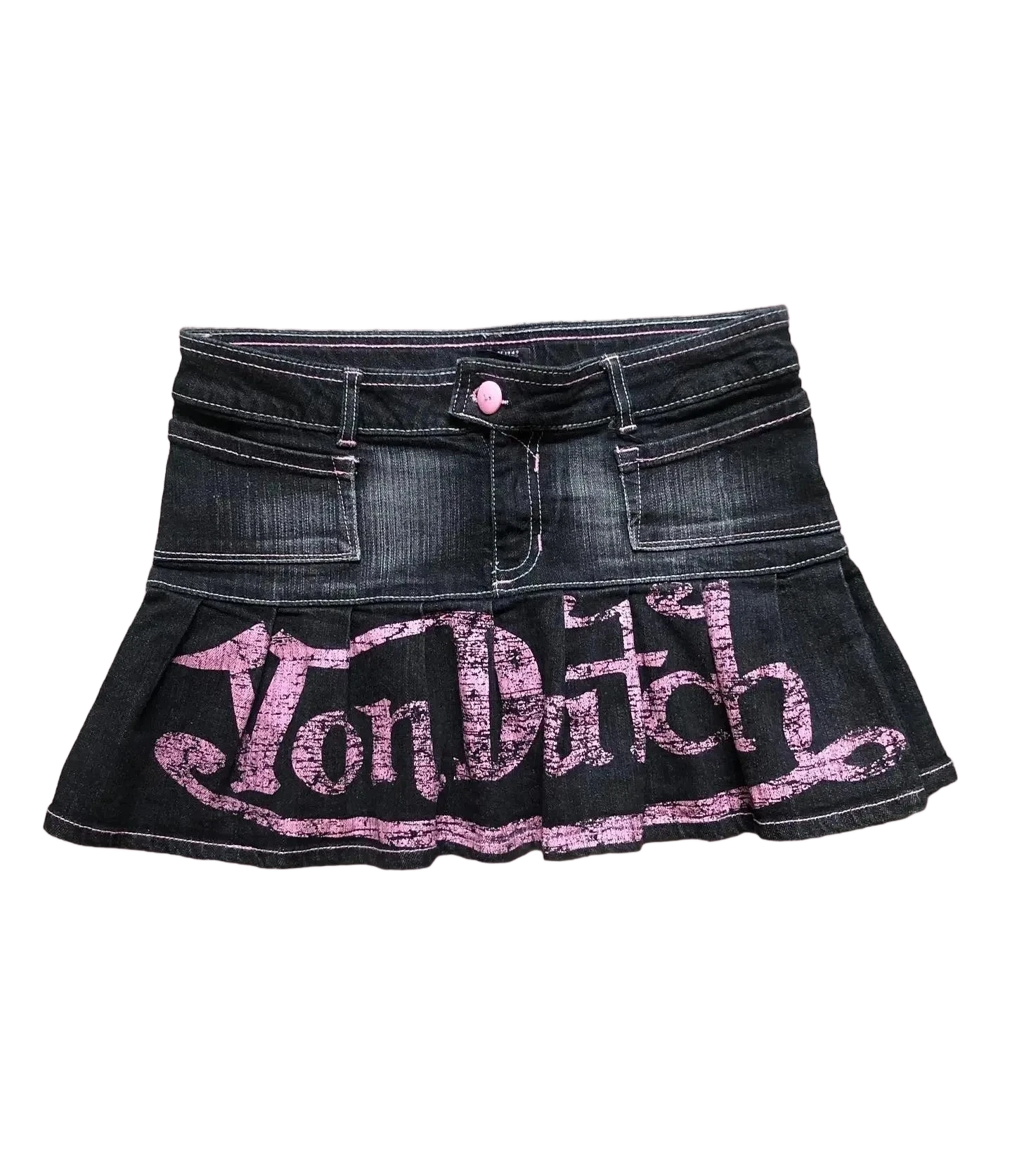 Minigonna denim vita bassa con stampa lettering