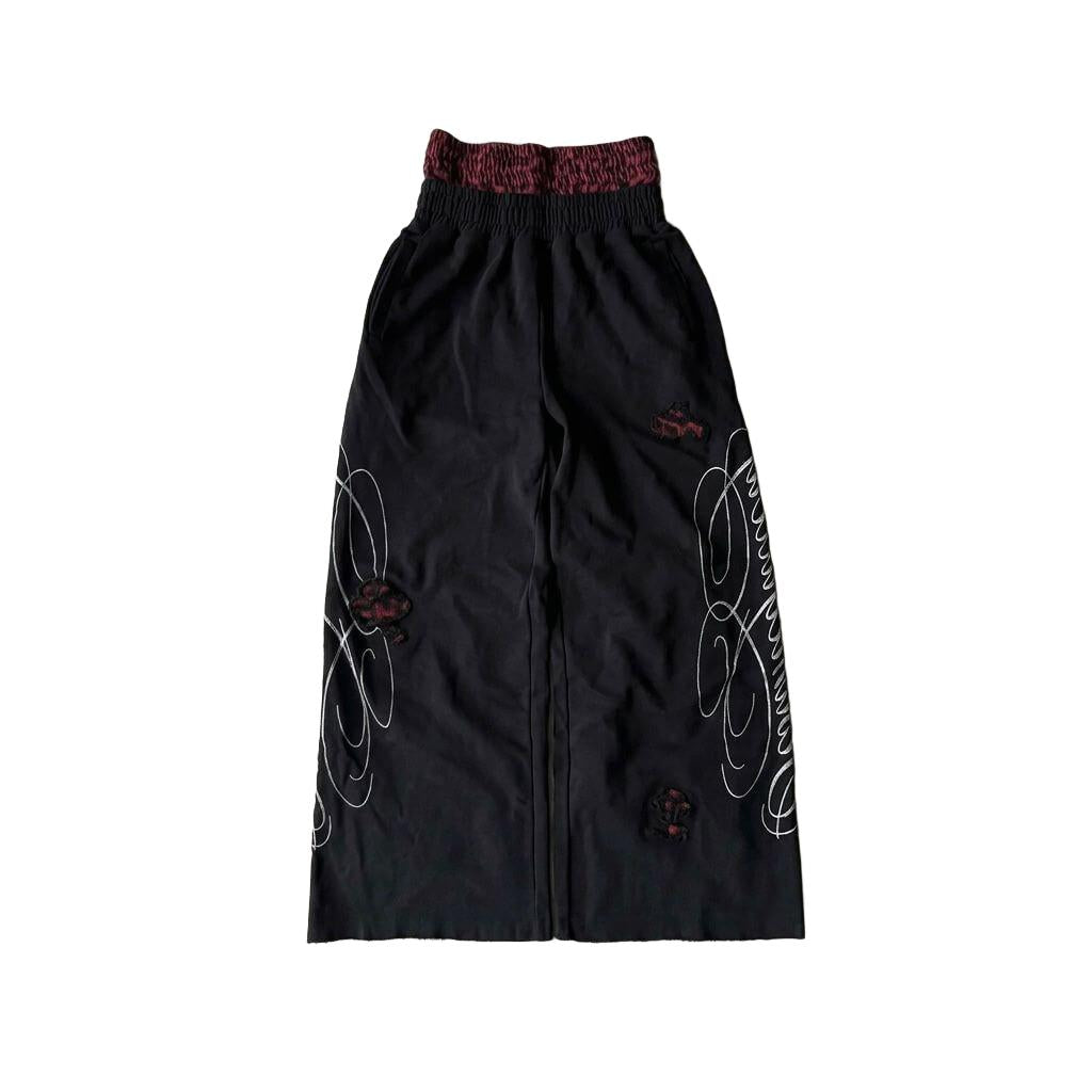 Double-Waist Graphic Ripped Trousers-Mkcyberr