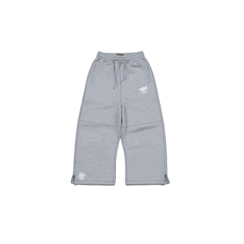 Boxy Panel Sweatpants Grey with Embroidered Graphics-Mkcyberr
