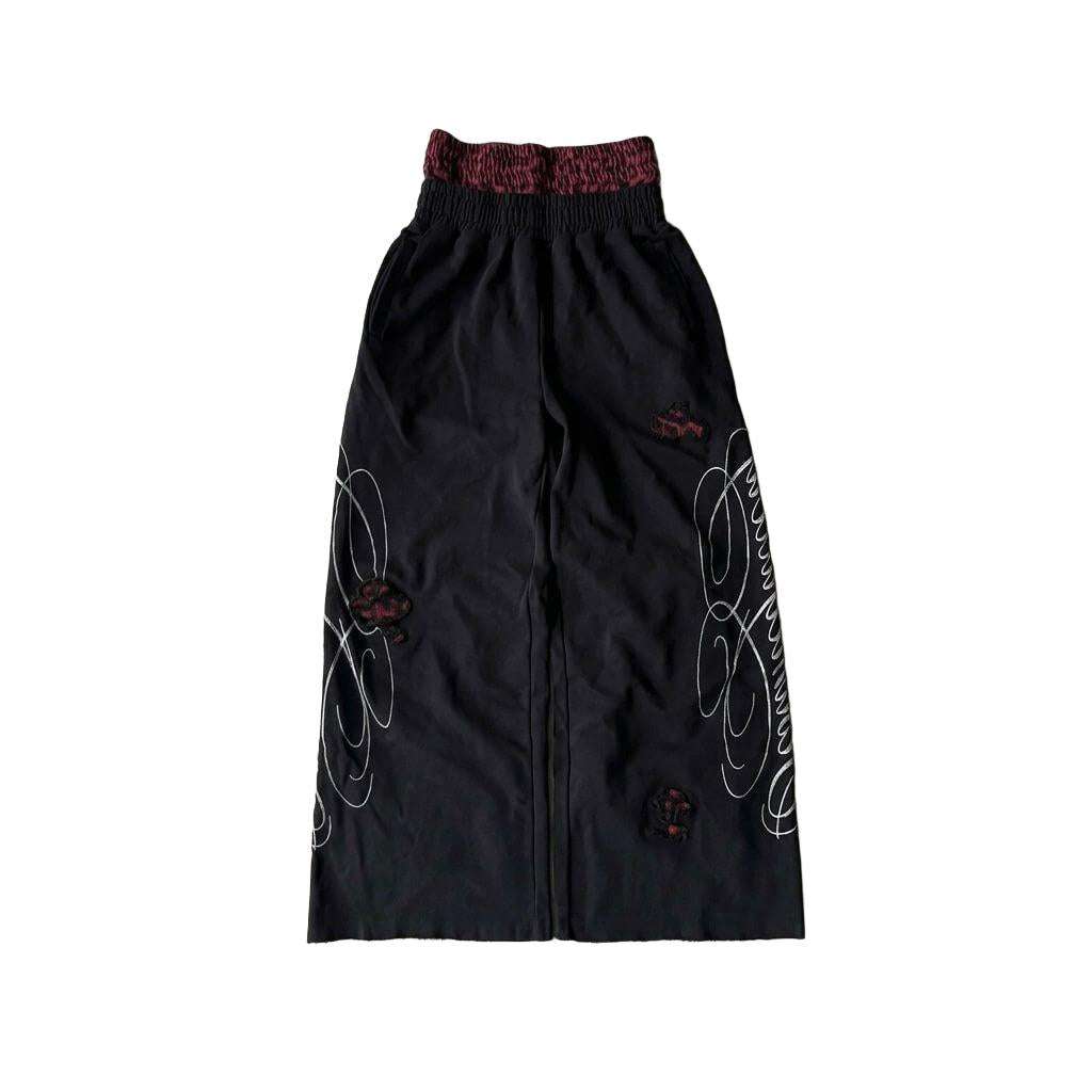 Double-waist graphic ripped trousers streetwear cyber-grunge style