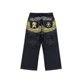 "Golden Wings" Y2K Baggy Jeans – Faded Black Denim-Mkcyberr