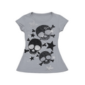 Grey Skull & Stars Graphic Tee - Glitter Emo Design Stand out in style with our Grey Skull & Stars Graphic Tee. Perfect for an edgy look, this glitter emo scene baby tee is a must-have!