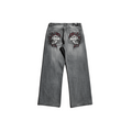 "Hellfire Skull" Grunge Baggy Jeans – Vintage Acid Wash-Mkcyberr