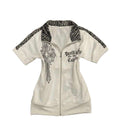 Leopard Cross Zip-Up Track Top with gothic cross and leopard print collar, slim fit Y2K style cardigan