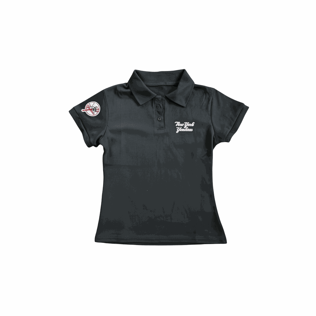 Black New York Yankees Polo with exclusive sleeve patch and slim fit design