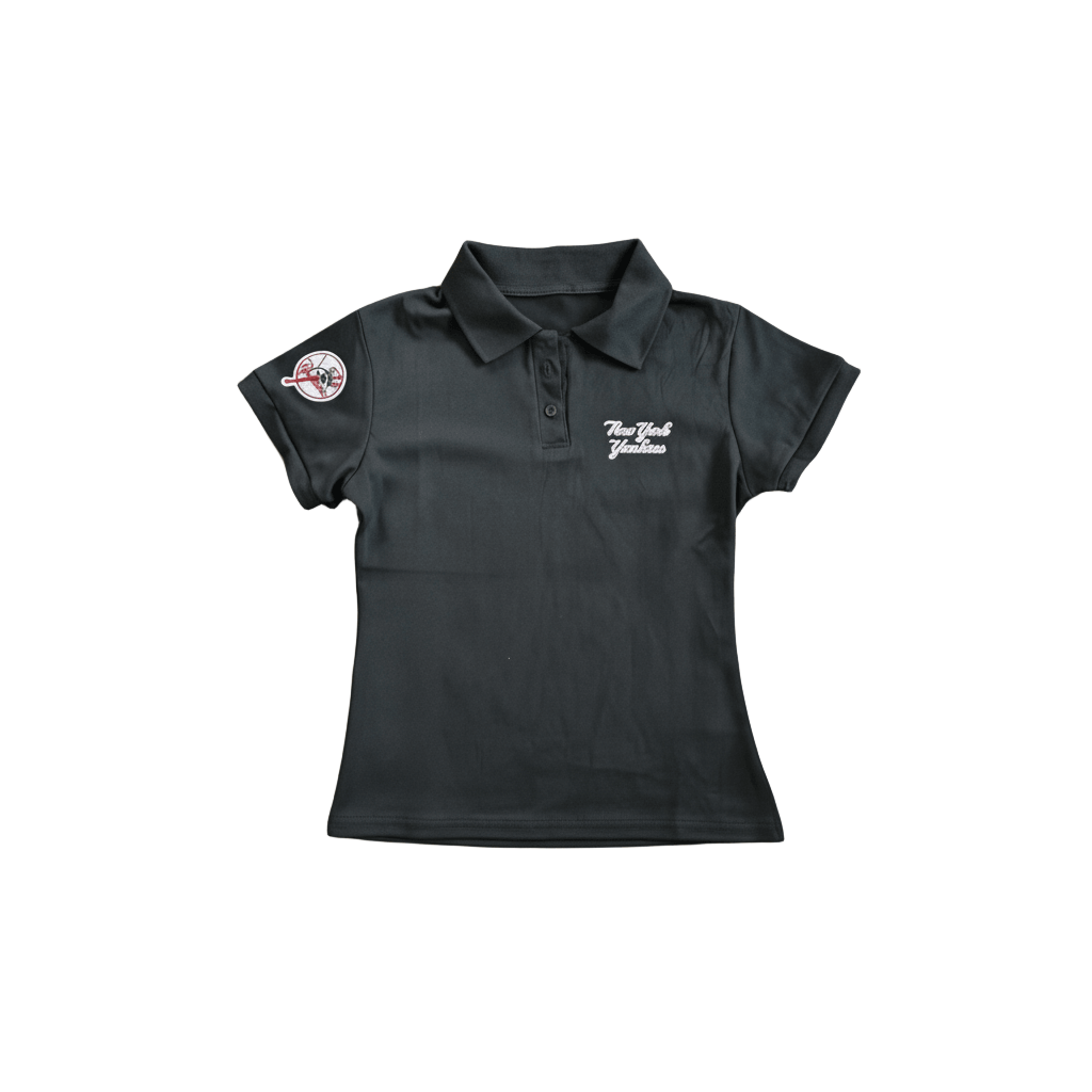 New York Yankees Polo T Shirt with Exclusive Sleeve Patch Elevate your game day look with our New York Yankees Polo Featuring an exclusive sleeve patch, Free Shipping!