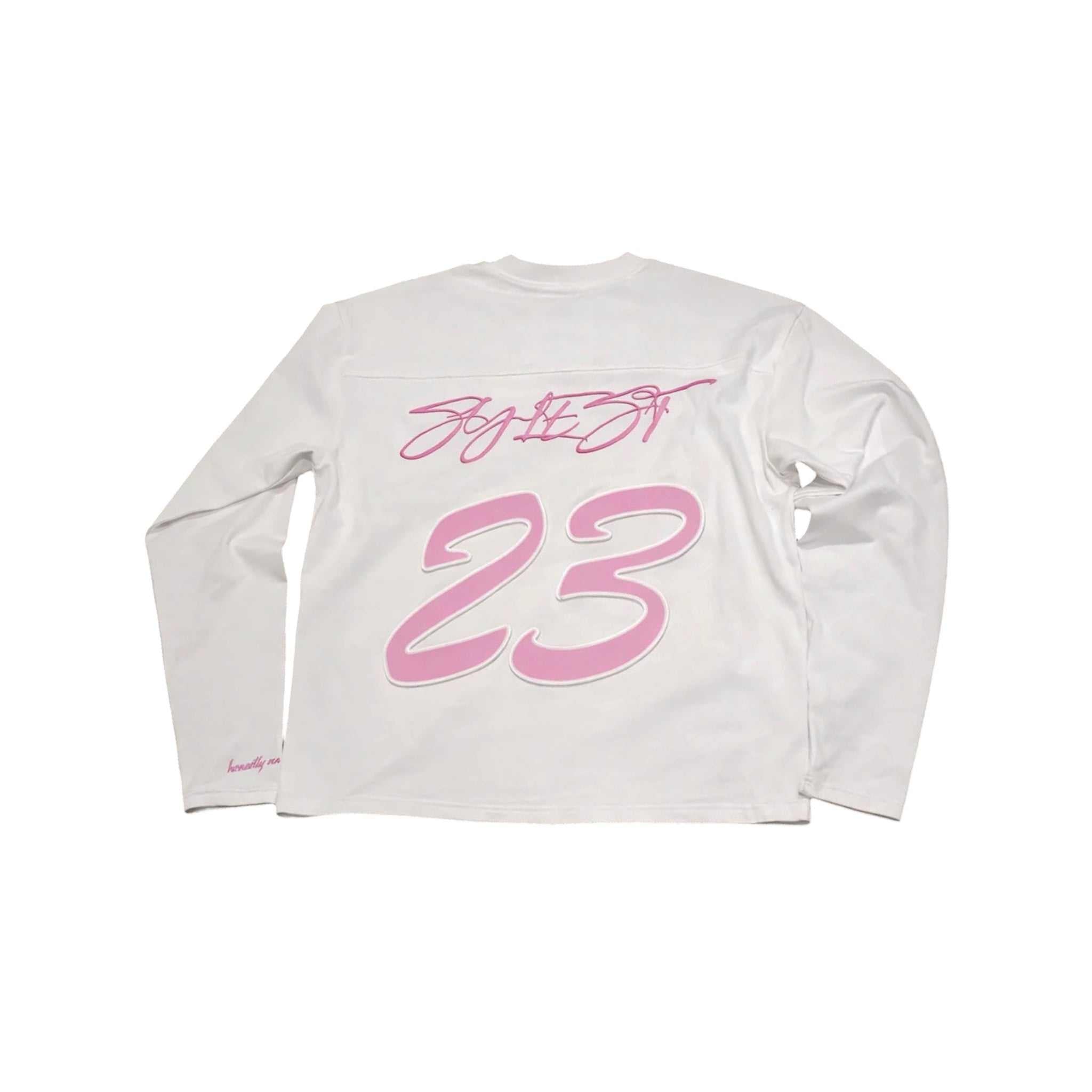 Oversized streetwear long sleeve tee with 3D puff print 23 graphic
