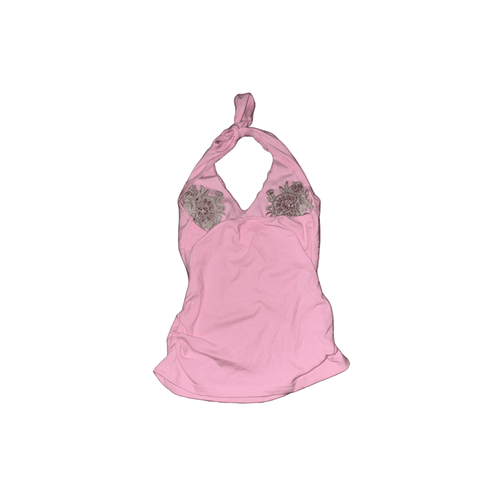 Pink Satin Halter Top Coquette Aesthetic-Mkcyberr