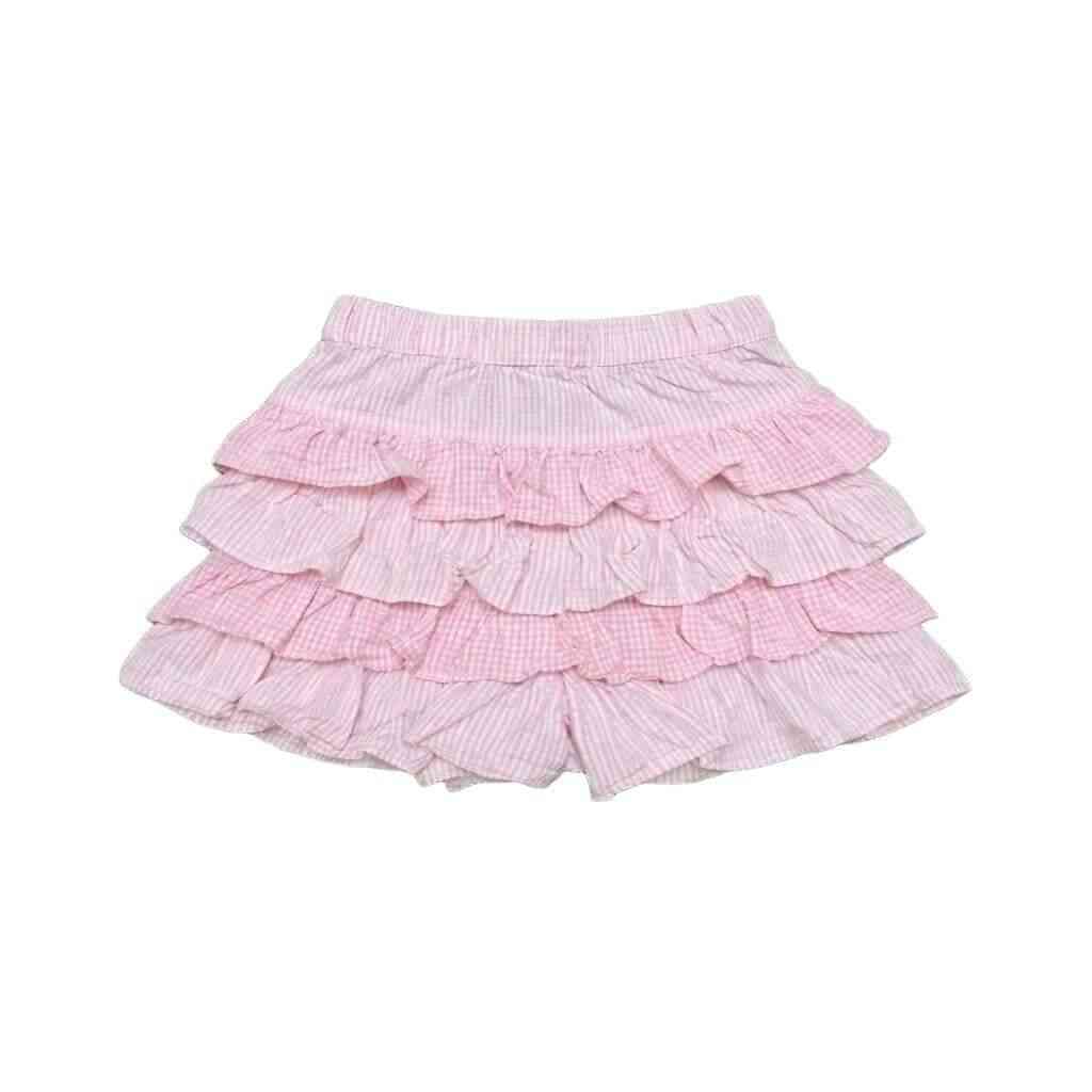 Pink striped tiered cake mini skirt with bow