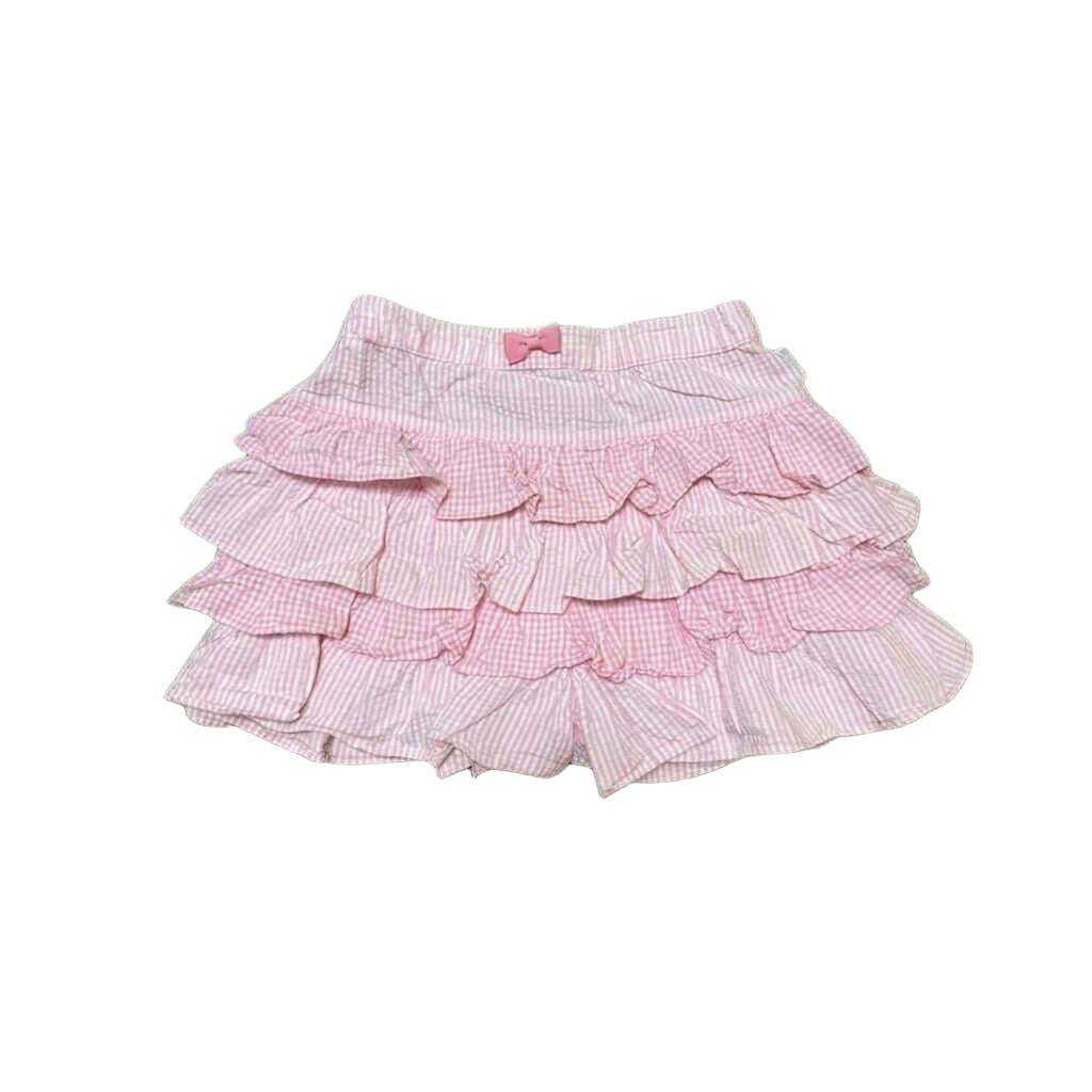 Pink striped tiered cake mini skirt with bow