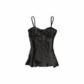 Black satin Polka Dot Cami Top with sweetheart neckline and flared hem