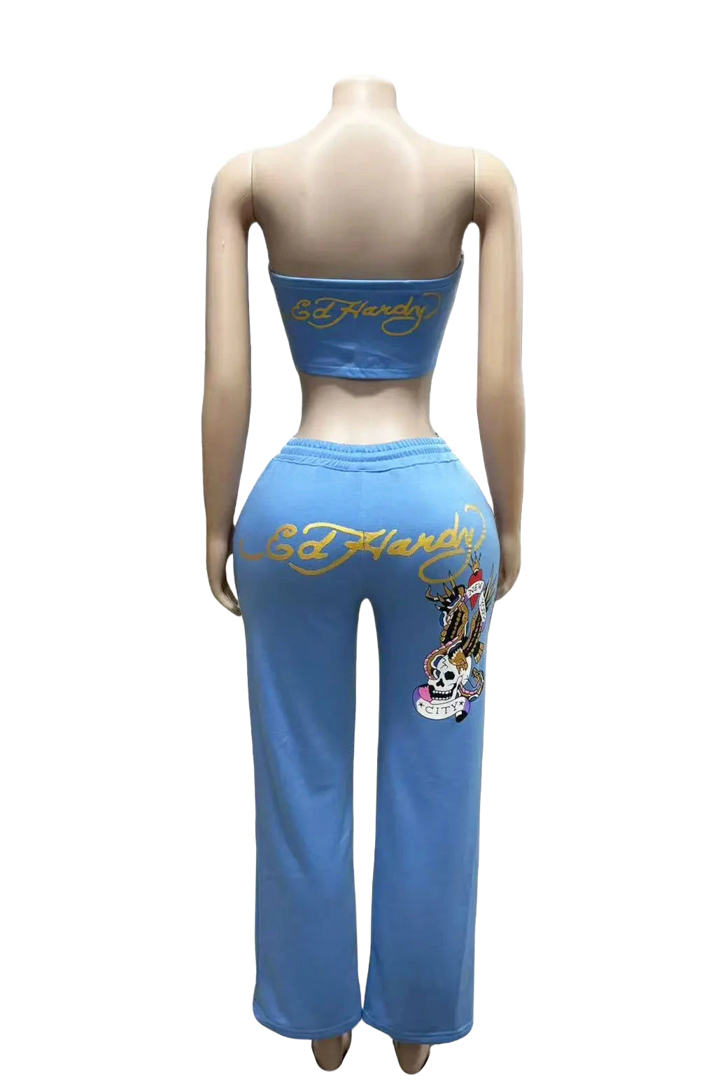 Set Ed Hardy blue top bandeau e pantaloni
