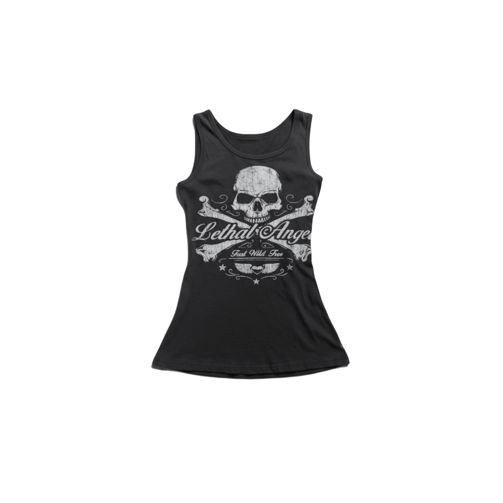 Skull Print Cropped Tank - Black-Mkcyberr