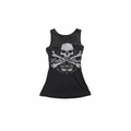 Black skull print cropped tank top with gothic streetwear design