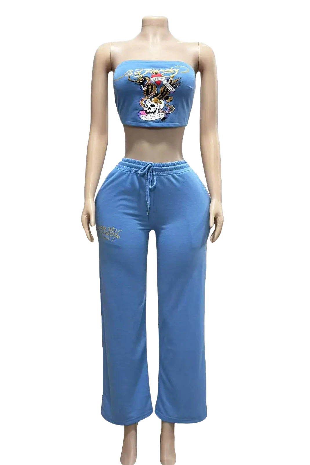 Set Ed Hardy blue top bandeau e pantaloni