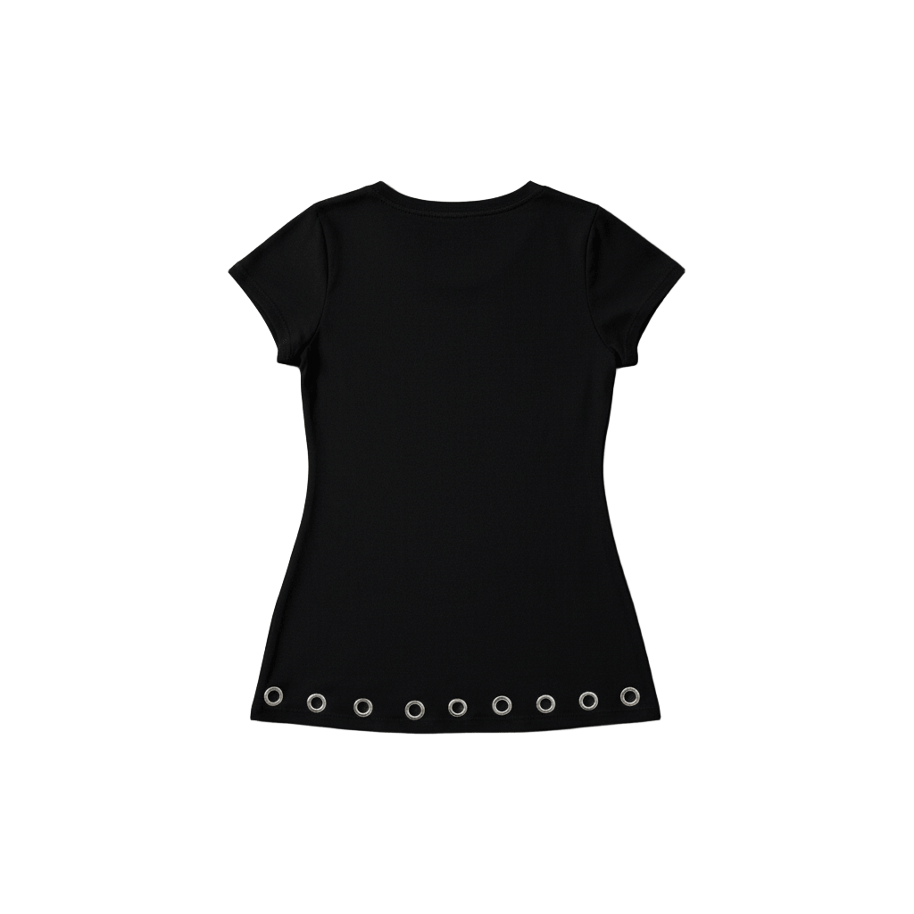 Gothic Graphic Tee with Grommet Hem Detailed Elevate your style with our Gothic Graphic Tee with Grommet Hem Detailed 2000s Graphic Tee. Unique grommet hem design for a standout look. Grab yours now!