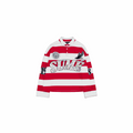 Red and white striped SUME vintage rugger polo with rhinestone embroidery