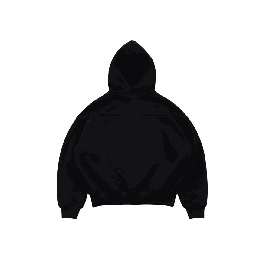 Ultra-heavyweight oversized full-zip hoodie with metallic toggle accents