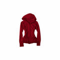 Red vintage cable-knit slim-fit zip-up hoodie with chunky texture