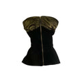 Vintage patchwork tank top with black and gold metallic design and backless ring detail