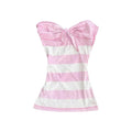 Pink striped bow tube top for women front view